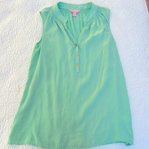 lilly pulitzer sea-foam green 100% silk top